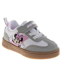 Disney Big Girls Minnie Mouse Court Sneakers Polka Dot Athletic Running Hook and Loop Comfort Fit