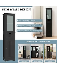 Volenca Tall Floor Storage Cabinet with 2 Doors and 1 Drawer for Bathroom