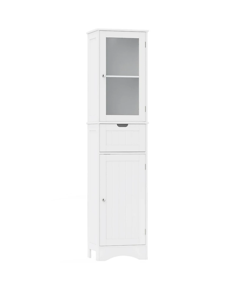 sumyeg Tall Bathroom Floor Storage Cabinet with 2 Doors and 1 Drawer