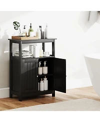 sumyeg Bathroom Floor Storage Cabinet with Open Compartment Freestanding Organizer