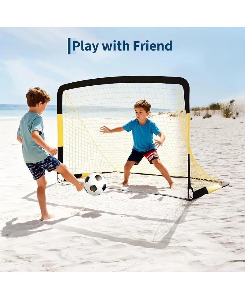 Xo 5-in-1 Soccer Goal Portable Steel Frame Soccer Net with Rebounder, Backyard Training Equipment
