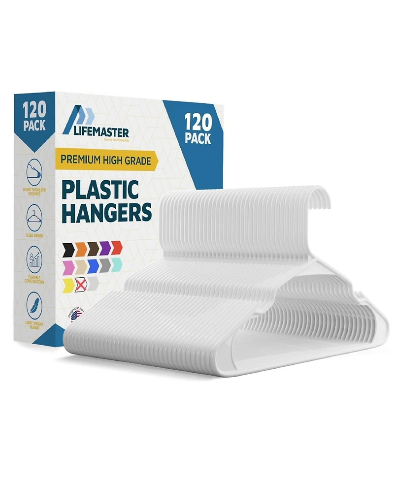 Lifemaster 120 Pc Plastic Clothes Hanger Set