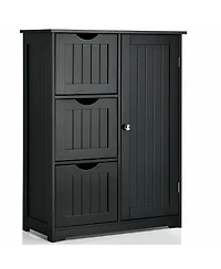 Volenca Bathroom Floor Cabinet Side Storage with 3 Drawers and 1 Cupboard