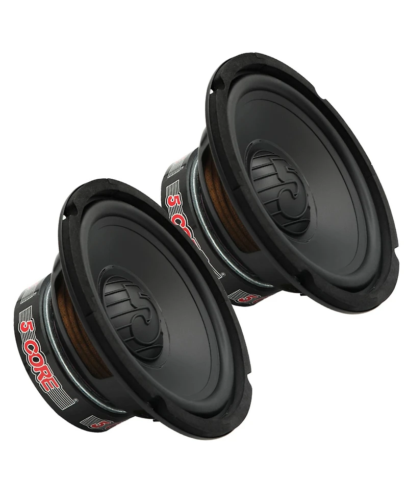 5 Core 6.5 Inch Woofer Pair 100W Car Subwoofer 4Ohm Replacement Deep Sub w Poly Cone