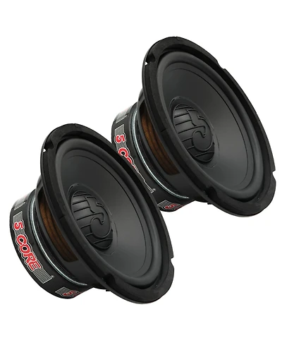 5 Core 6.5 Inch Woofer Pair 100W Car Subwoofer 4Ohm Replacement Deep Sub w Poly Cone