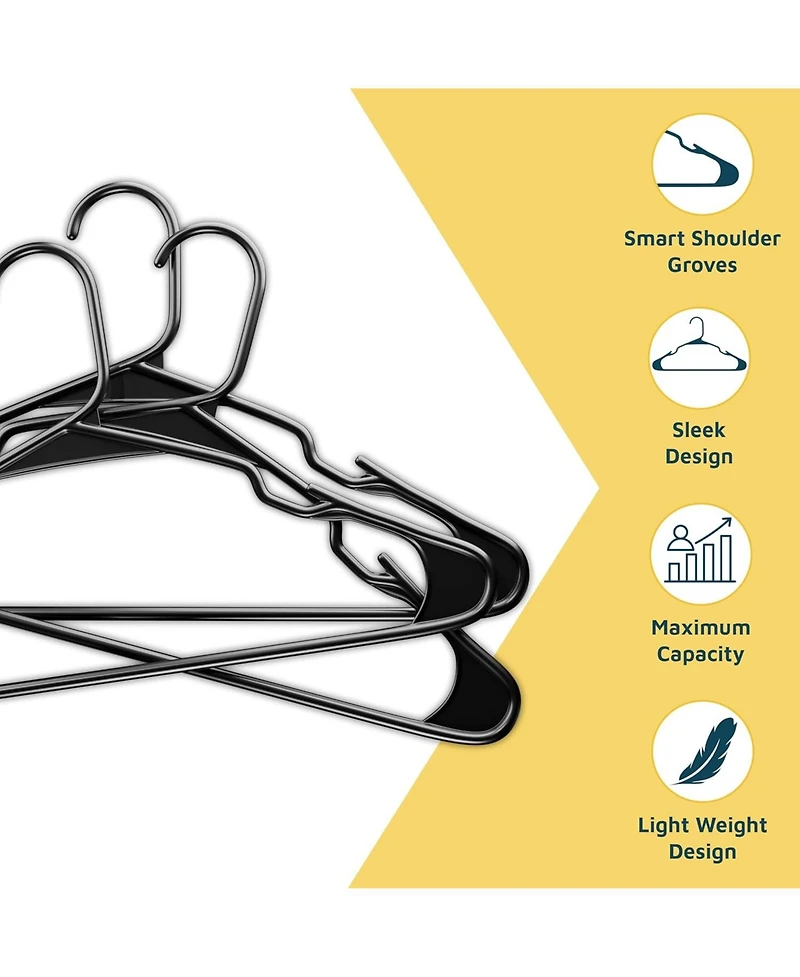 Lifemaster Heavy-duty plastic hangers, hold up to 5 lbs, non-slip shoulder grooves, space-saving, dresses & coats