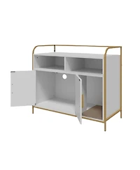 gaomon Enclosure Furniture, Hidden Litter Box Cabinet with 2 Open Compartments