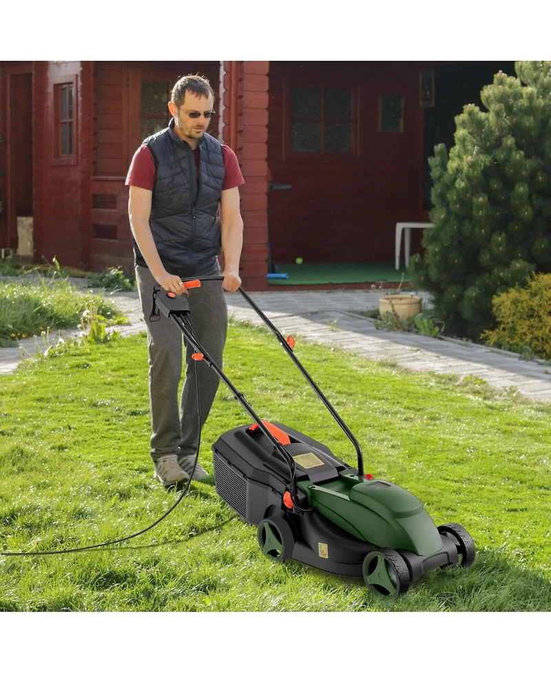 Costway Electric Corded Lawn Mower 10-amp 13-Inch Walk-Behind Lawnmower with Collection Box