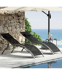 Xo Set of 2 Patio Recliners, Outdoor Chaise Lounge Chairs for Deck, Lawn and Balcony