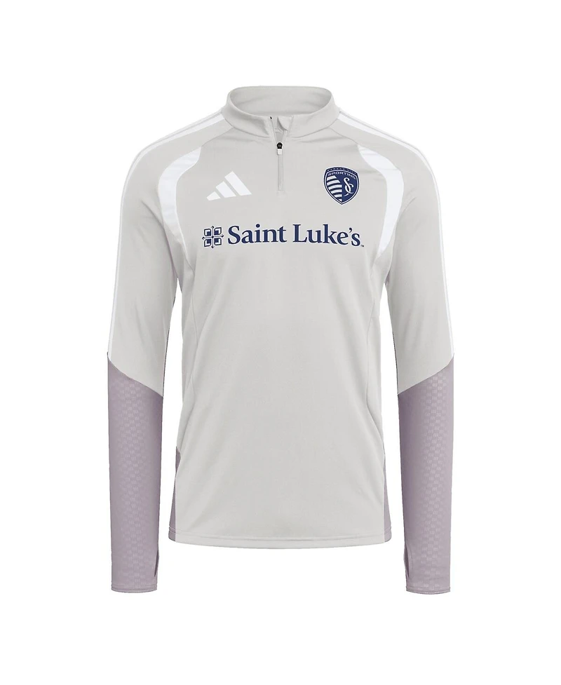 Adidas Men's Silver Sporting Kansas City 2026 Tiro Competition Quarter-Zip Training Sweatshirt