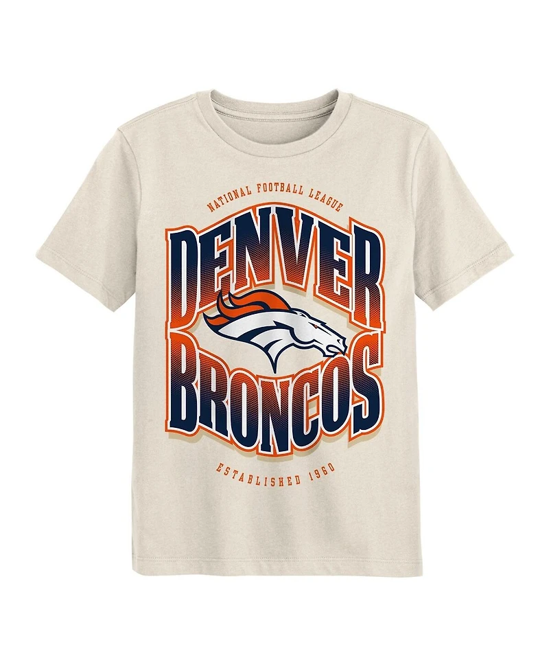Outerstuff Big Boys and Girls Cream Denver Broncos Huddle T-Shirt
