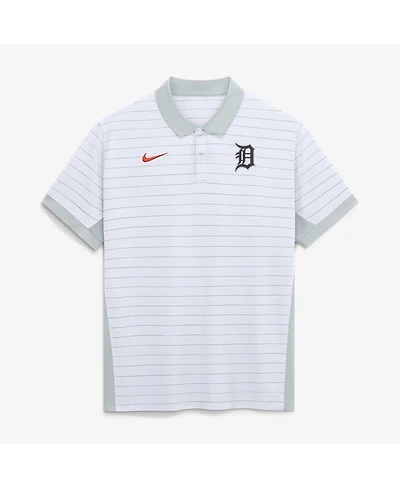 Nike Men's White Detroit Tigers Authentic Collection Striped Victory Dri-fit Polo Shirt