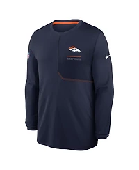 Nike Men's Navy Denver Broncos Sideline Coaches Uv Dri-fit Long Sleeve T-Shirt