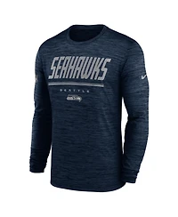 Nike Men's College Navy Seattle Seahawks Sideline Offensive Transition Velocity Dri-fit Long Sleeve T-Shirt