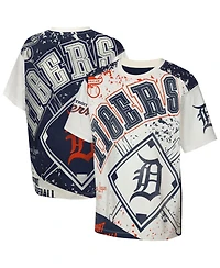 Outerstuff Big Boys and Girls Cream Detroit Tigers League Top Player Bold All-Over-Print T-Shirt
