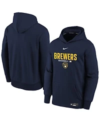 Nike Big Boys and Girls Navy Milwaukee Brewers Authentic Collection Therma-fit Hoodie