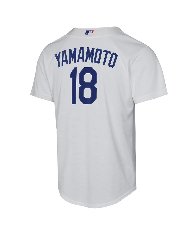 Nike Big Boys and Girls Yoshinobu Yamamoto White Los Angeles Dodgers Baseline Jersey