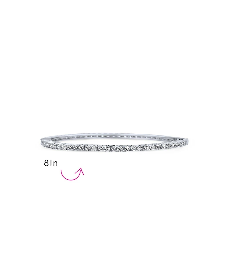 Bling Jewelry Cubic Zirconia Princess Cut Cz Stackable Eternity Tennis Bangle Bracelet