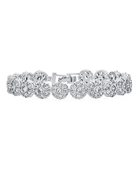 Bling Jewelry Formal Statement Cubic Zirconia Pave Cz Floral Circlets Rose Flower Motif Tennis Bracelet