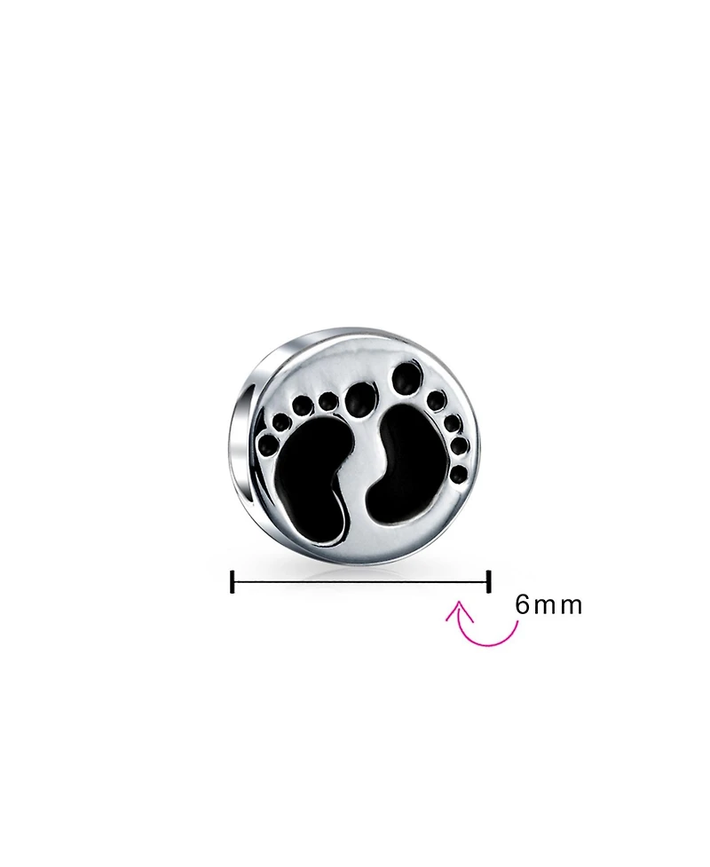 Bling Jewelry New Mother Family Tiny Feet Foot Prints Charm Bead .925 Sterling Silver Fits European Bracelet