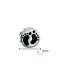 Bling Jewelry New Mother Family Tiny Feet Foot Prints Charm Bead .925 Sterling Silver Fits European Bracelet