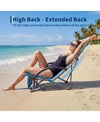 gaomon 2 Pack Folding Portable High Beach Chair with Cup Holder, Storage Pocket and Carry Bag for Camping, Beach, Travel