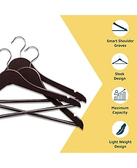 Lifemaster Wooden Clothes Hangers with 360degree(s) Swivel Hook, Non-Slip Notches, Pants Bar, Holds 10 Pounds
