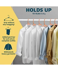 Lifemaster heavy-duty plastic hangers for clothes, dresses and coats non-slip grooves, space-saving design
