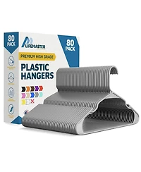 Lifemaster Heavy-duty plastic hangers with non-slip grooves and space-saving design hold 5 Pounds and are ideal for clothes Pack of 80