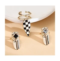 Sohi Women's The Bijou Checks Nail Rings Set Of 3