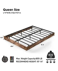 Lucky One Queen Size Floating Bed Frame with Led Lights, Heavy Duty Metal Platform