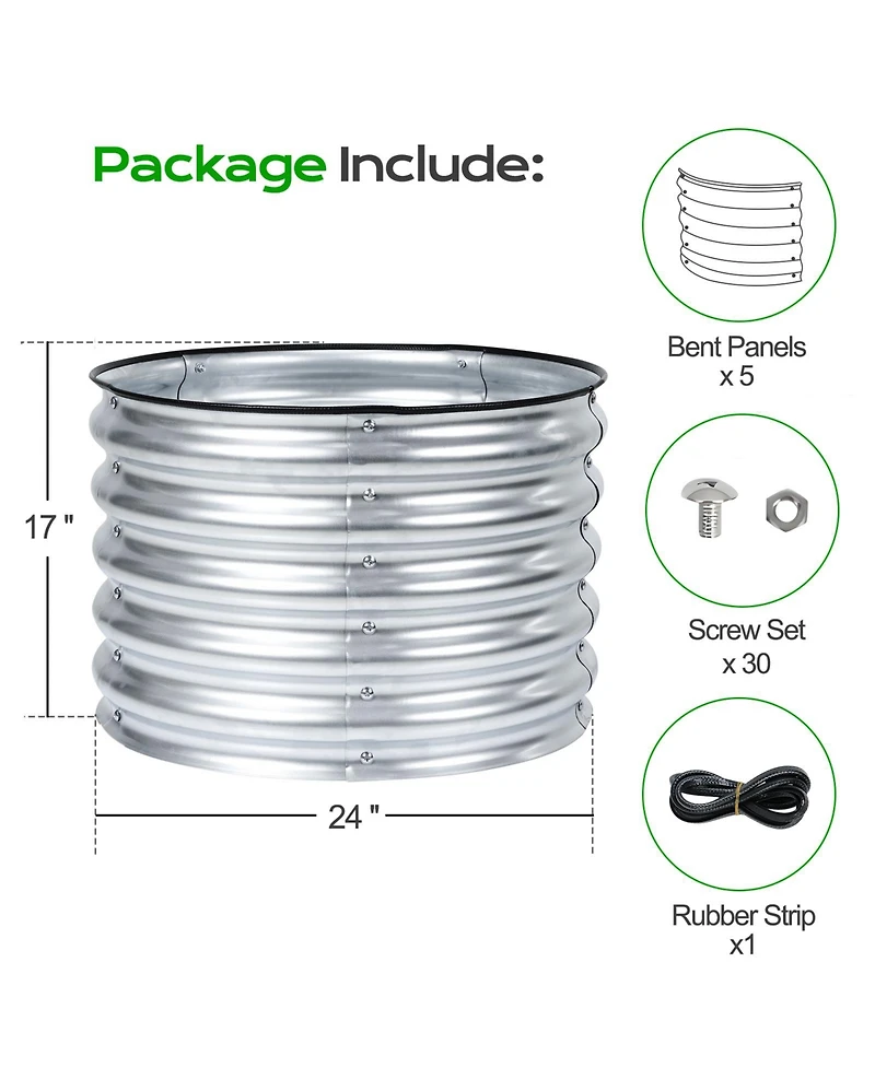 Aoodor Tall Aluzinc Metal Raised Garden Bed Round