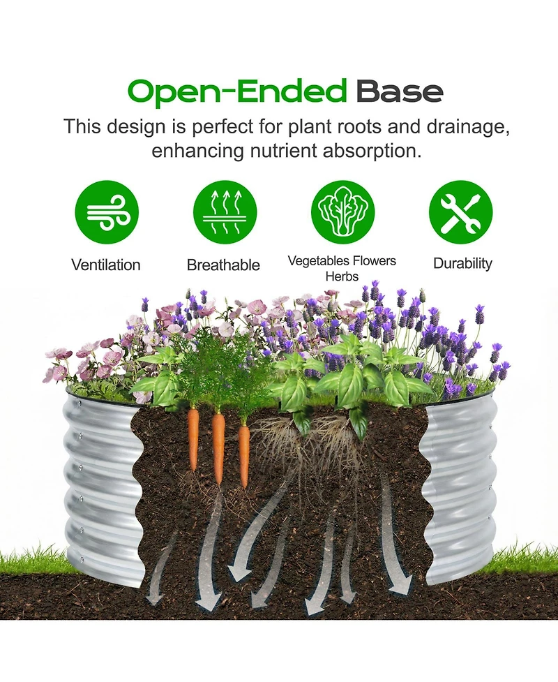 Aoodor Tall Metal Raised Garden Bed, Outdoor Planter Box and Raised Garden Kit for Vegetables, Flowers, Tomatoes Carrots and Herbs, Silver