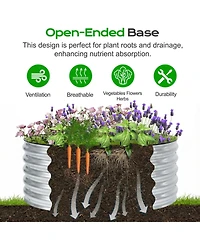 Aoodor Tall Metal Raised Garden Bed, Outdoor Planter Box and Raised Garden Kit for Vegetables, Flowers, Tomatoes Carrots and Herbs, Silver