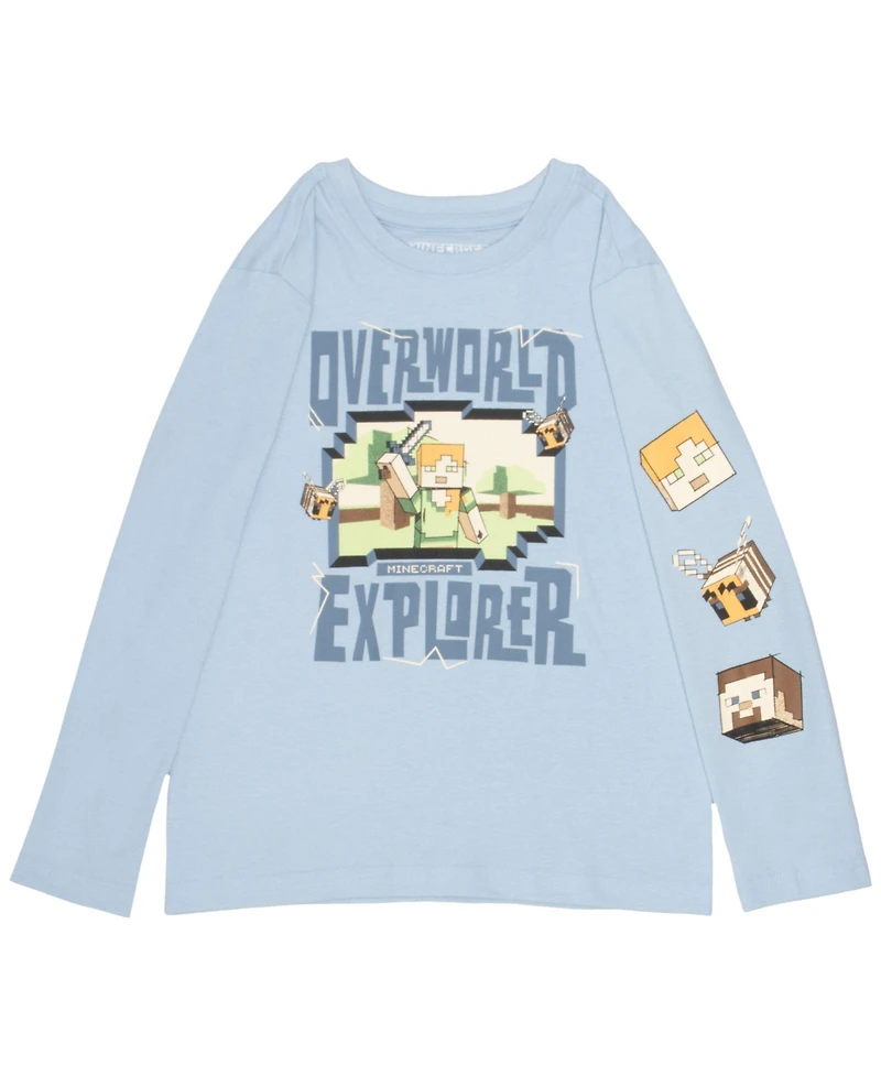Minecraft Little Boys Steve, Creeper, Zombie, Skeleton 3 Pack Long Sleeve Tees