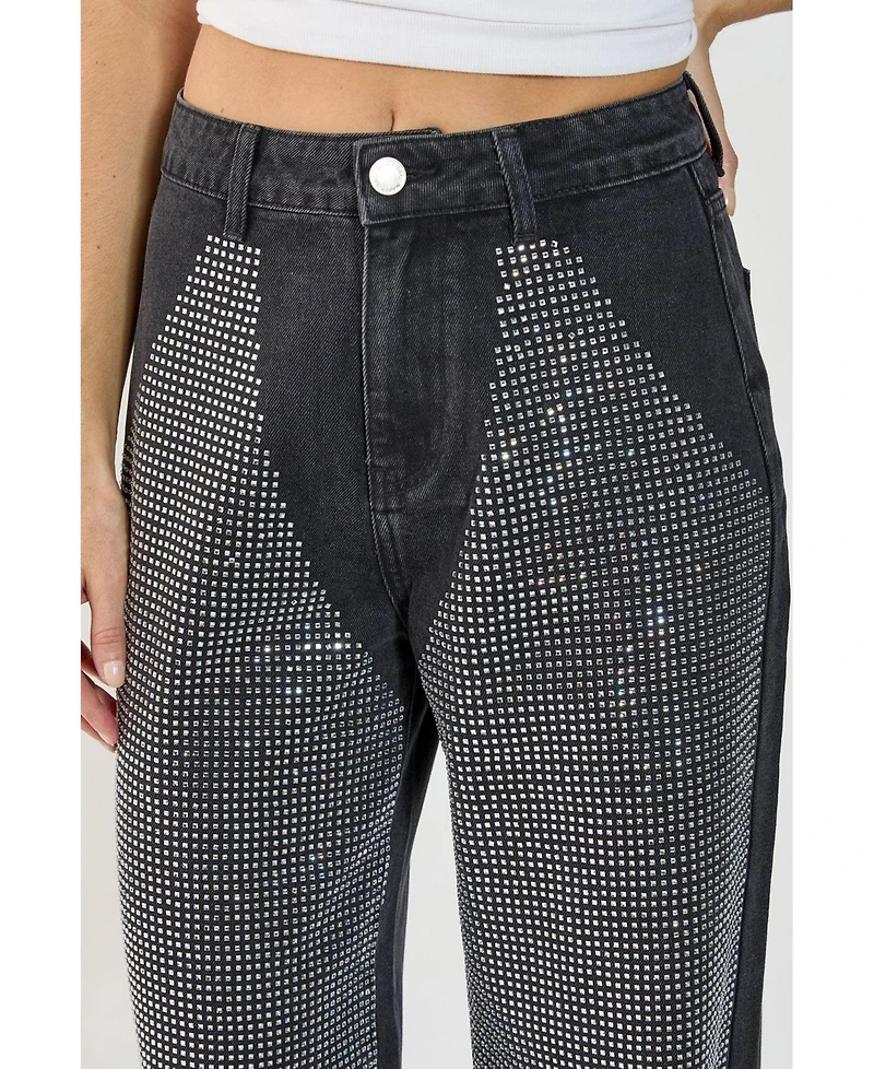 Nasty Gal Women's Diamante Denim Chap Jeans