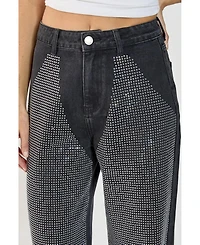 Nasty Gal Women's Diamante Denim Chap Jeans