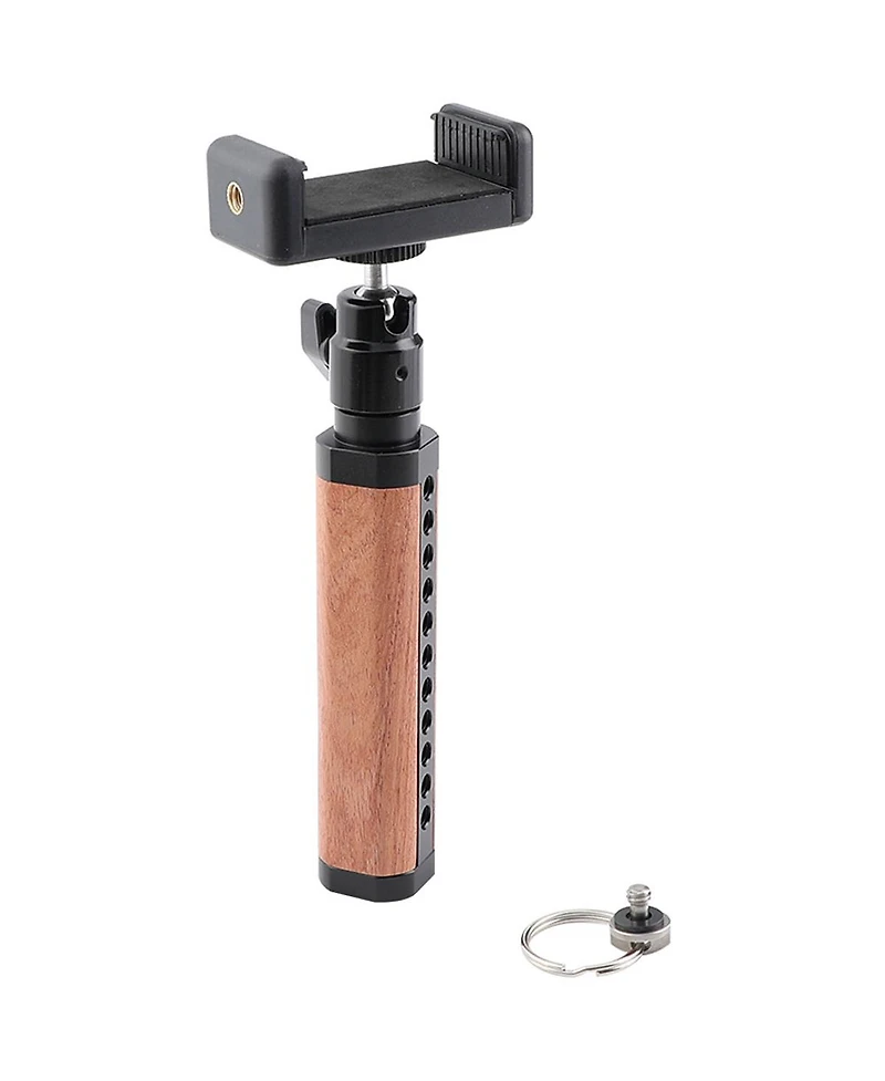 Camvate Wooden Handle Grip w/Adjustable phone Clip Mini Ball Head Mount