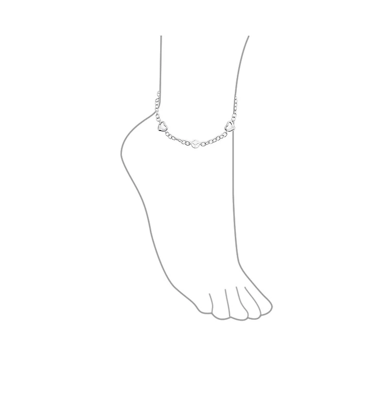 Bling Jewelry Peace Sign and Hearts Charm Anklet Ankle Bracelet .925 Sterling Silver Adjustable 9-10 Inch