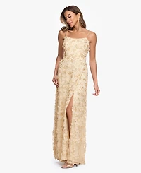 Xscape Women's Square Neck 3D Floral Embellished Ball Gown