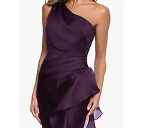 Xscape Women's One-Shoulder Ruffle Detail Ball Gown