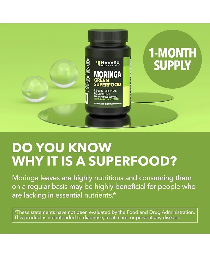 Havasu Nutrition Moringa Capsules, 60 Count