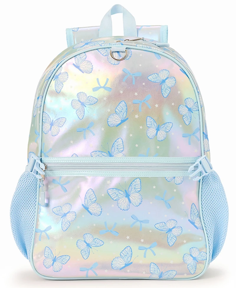 Rainbow Sugar Girls' Butterfly Backpack, 3D Ombre Bow Lunch Bag and Headphone, 3-Piece Set