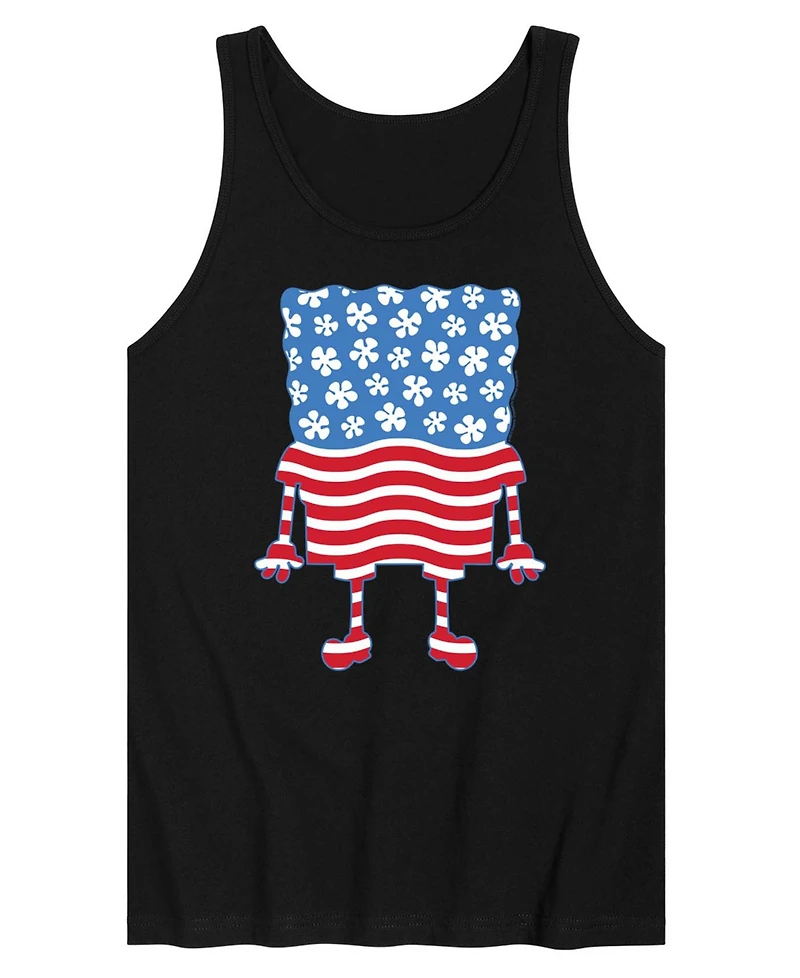Airwaves Men's SpongeBob SquarePants Silhouette Stars Stripes Sleeveless Graphic Tank T-Shirts