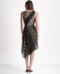 Bcbg Women's Printed Faux Wrap Sleeveless Dress