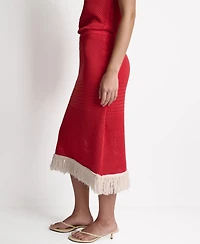 Bcbg Women's Fringe Pointelle A-Line Midi Skirt