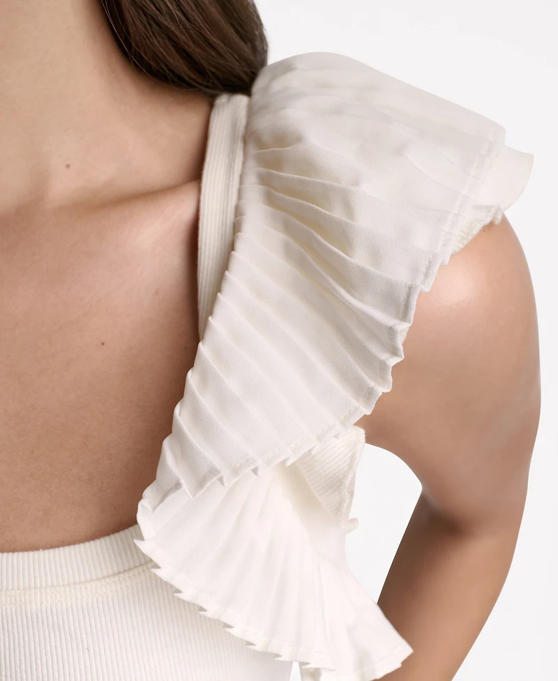 Bcbg Women's Square Neck Ruffle Cap-Sleeve Top