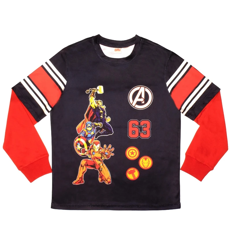 Avengers Little Boys 2-Piece Long Sleeve Active Mesh T-Shirt and Pants Set