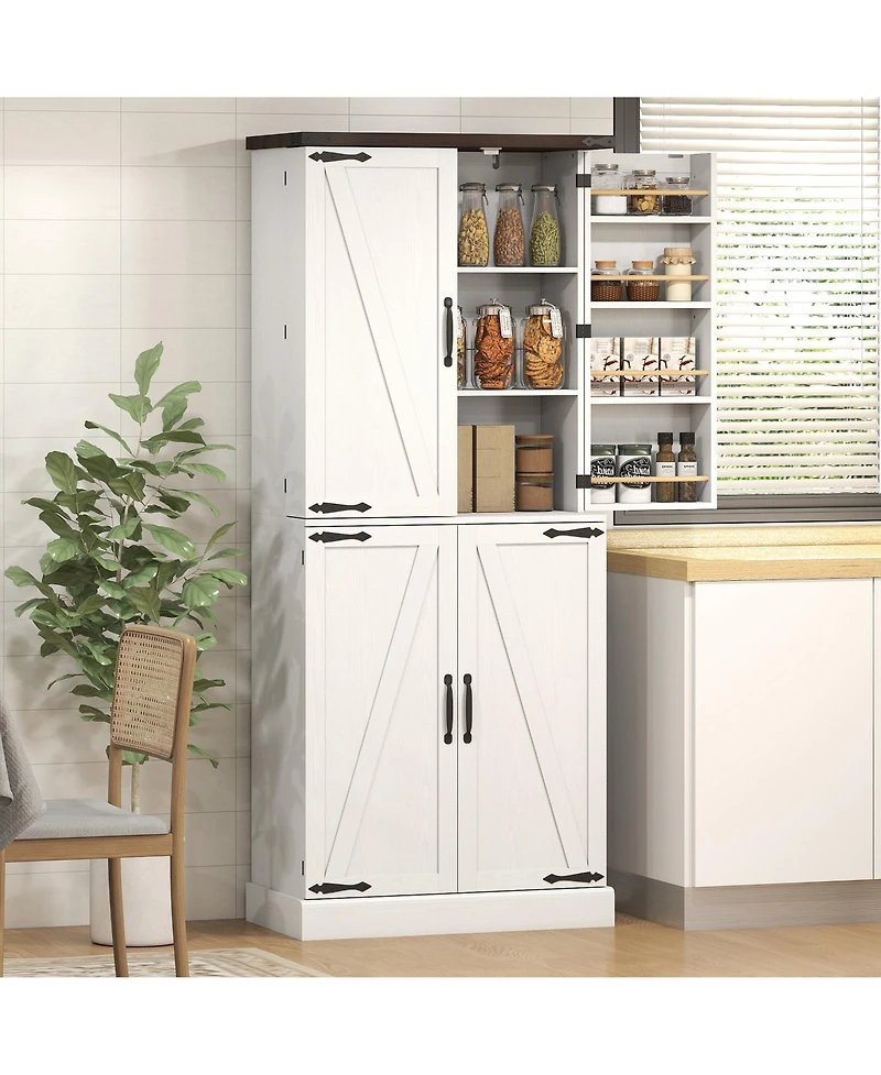 Homcom 72 Inch Tall Pantry Cabinet, Storage Cabinet with 8 Door Racks