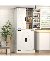 Homcom 72 Inch Tall Pantry Cabinet, Storage Cabinet with 8 Door Racks